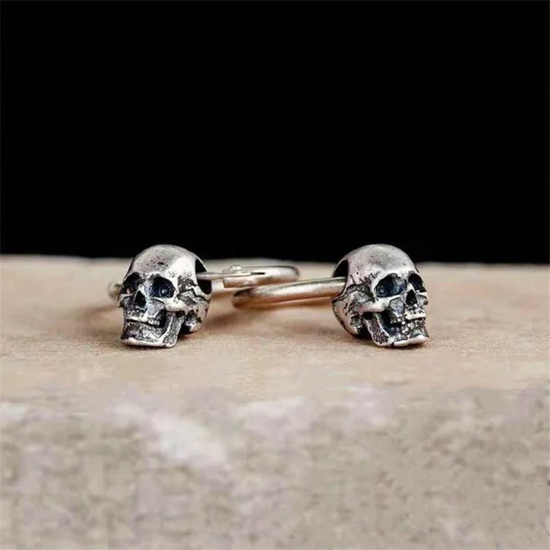 Vintage Skull Hoop Earrings
