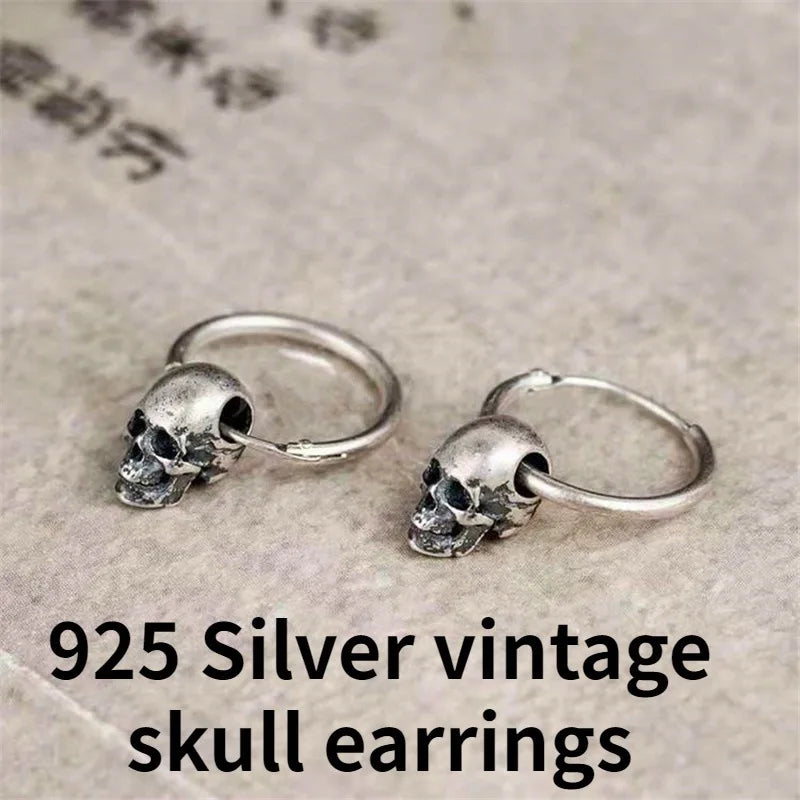 Vintage Skull Hoop Earrings