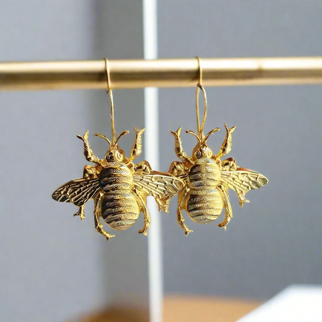 gold bee earrings